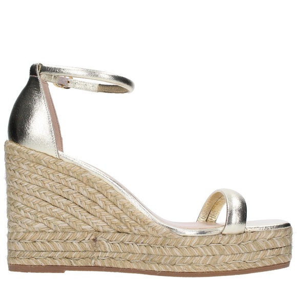 Stuart Weitzman Shoes - Stuart Weitzman - Gold Espadrille Wedge Heels 7.5 38 NEW